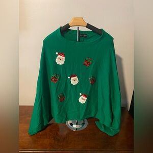 Women’s Sequined Christmas Poncho Green